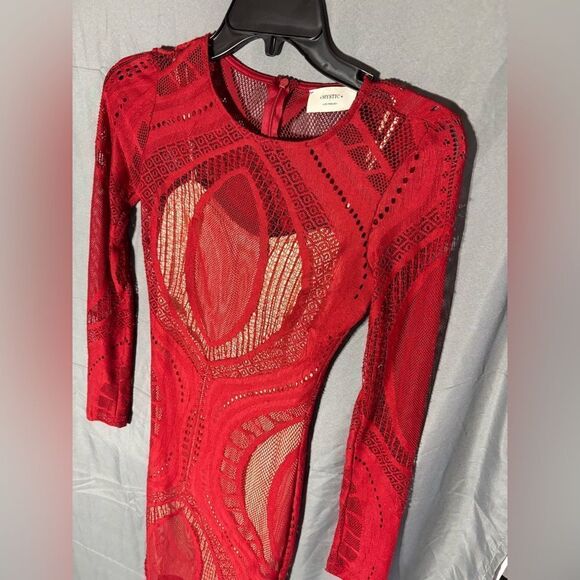 XS Mystic Red Lace Overlay Dress Knee Length EPC Size X Small - Picture 1 of 4